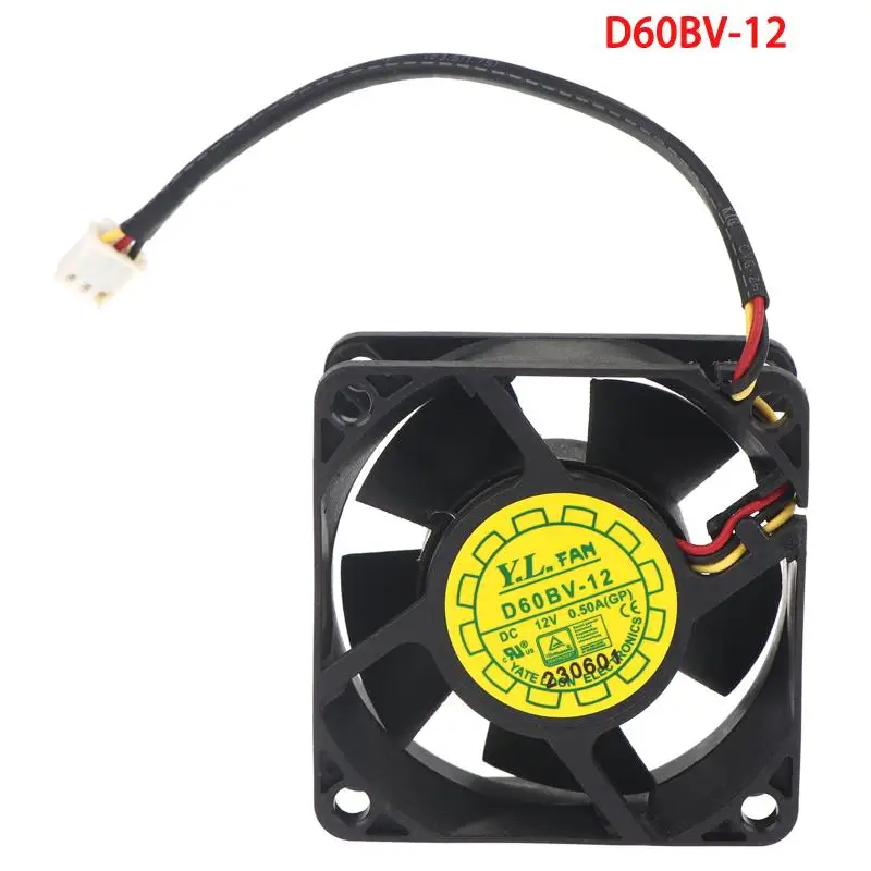 【F】1PCS CPU Cooling Fan D60BV-12 6025 12V 0.50A Large Air Volume Server Fan 6CM 6025 60*60*25MM