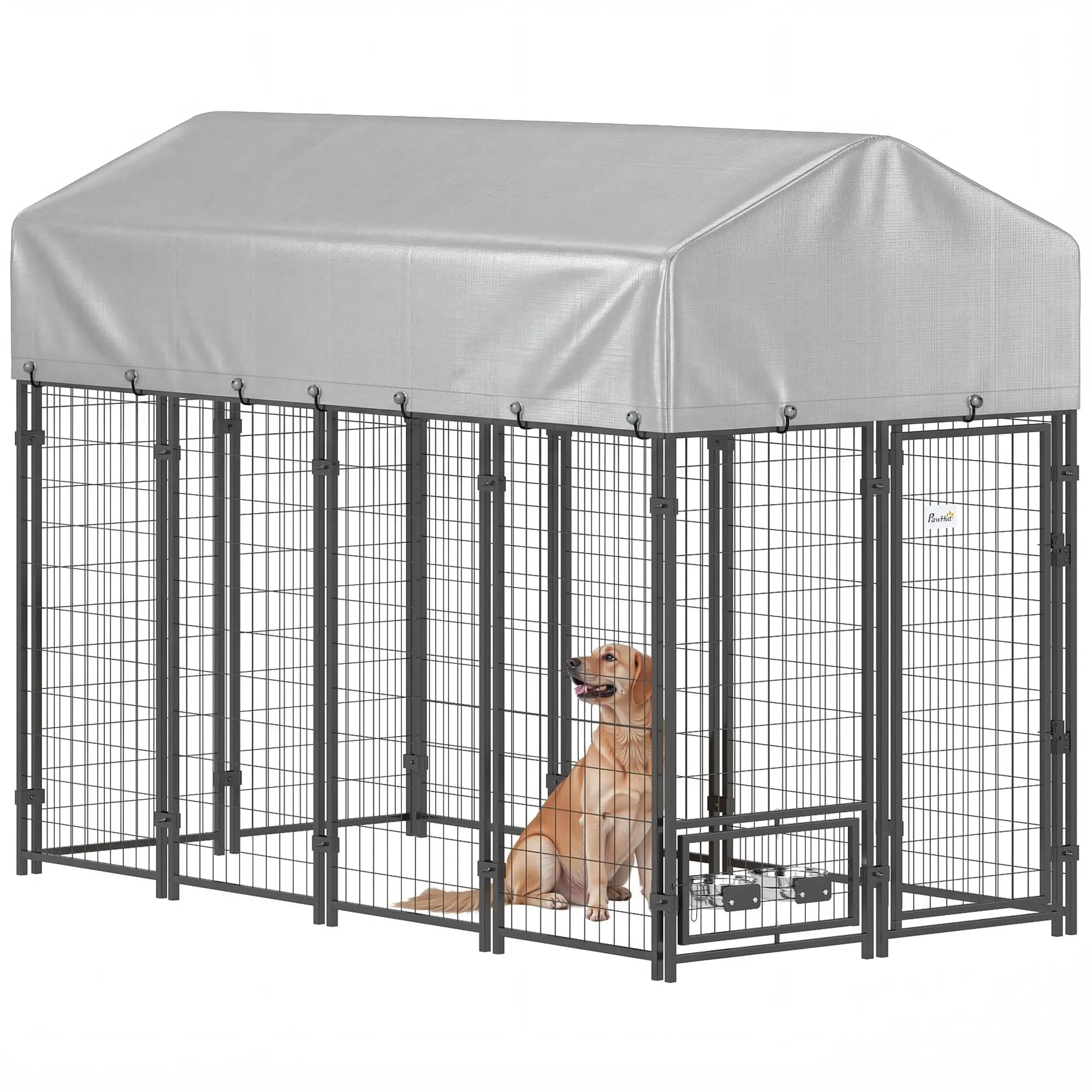 8' x 4' x 6' Dog Kennel Outside Welded Wire for Silver