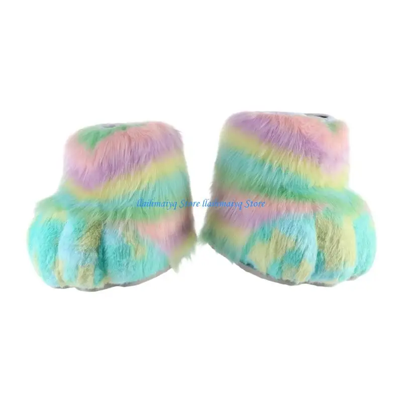 573B Cats Wolf Dog Foxes Fursuit Feet Paws Claw Shoes Animal Fuzzy Slippers