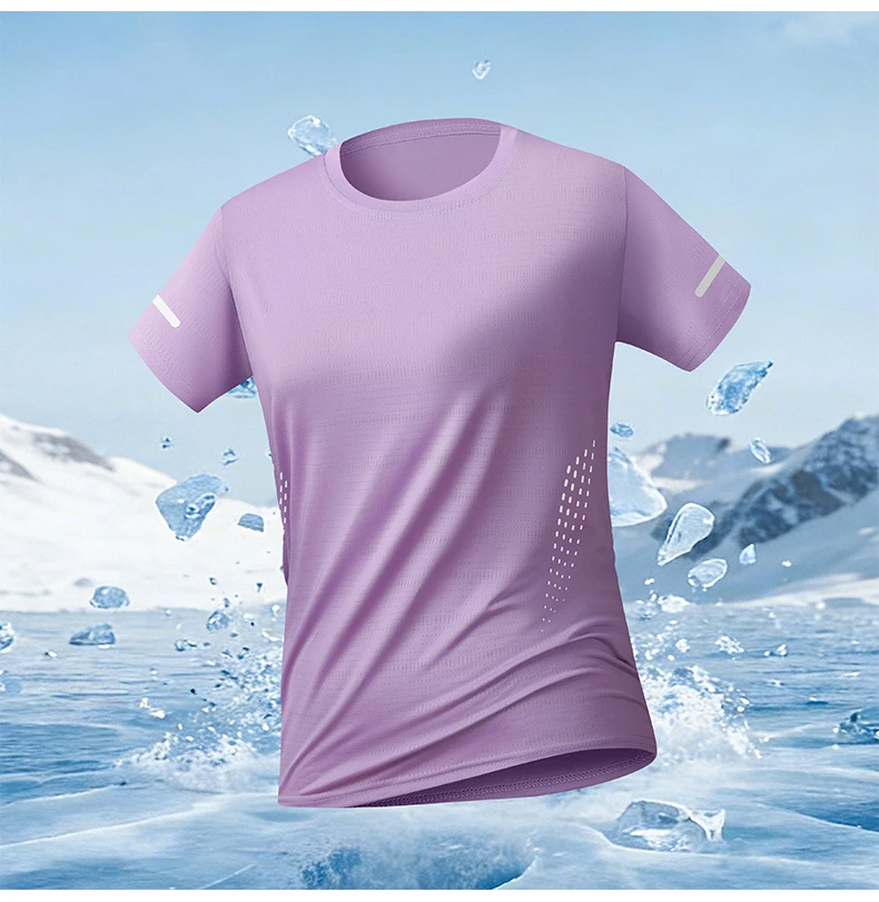 Sommer-Kurzarm-T-Shirt für Herren und Damen, dünnes, atmungsaktives, schnelltrocknendes Sport- und Freizeit-T-Shirt aus Eisseide – Detail 11