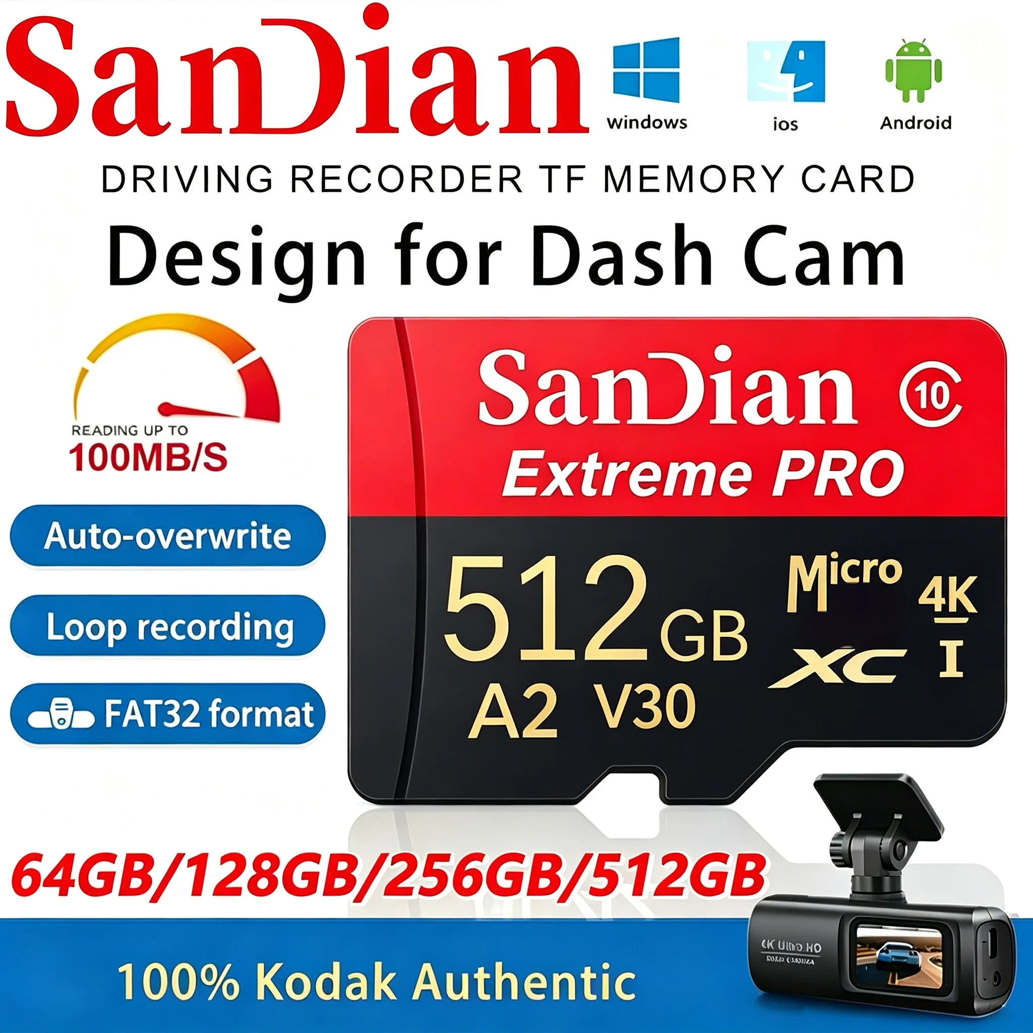 Micro TF SD Card TF Cards Memory Card SD Cards 64GB 128GB 256GB Stable Performance V60 4K for Tablet Surveillance Laptop