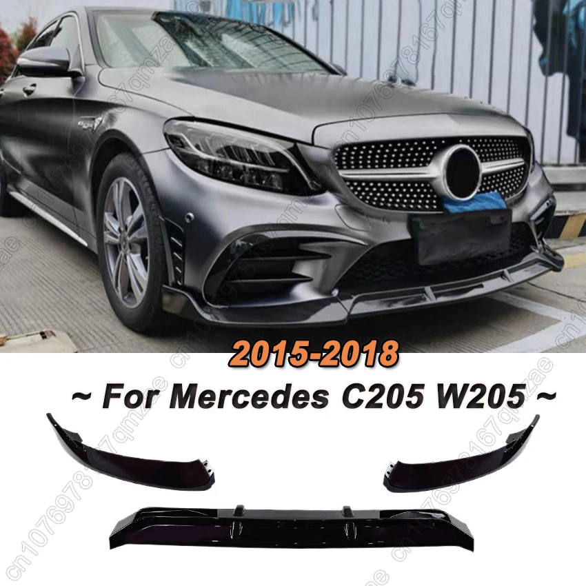 

Car Front Bumper Lip Body Kits For Mercedes Benz C Class W205 C205 C200 C250 C260 C300 2015-2018 Spoiler Splitter Diffuser