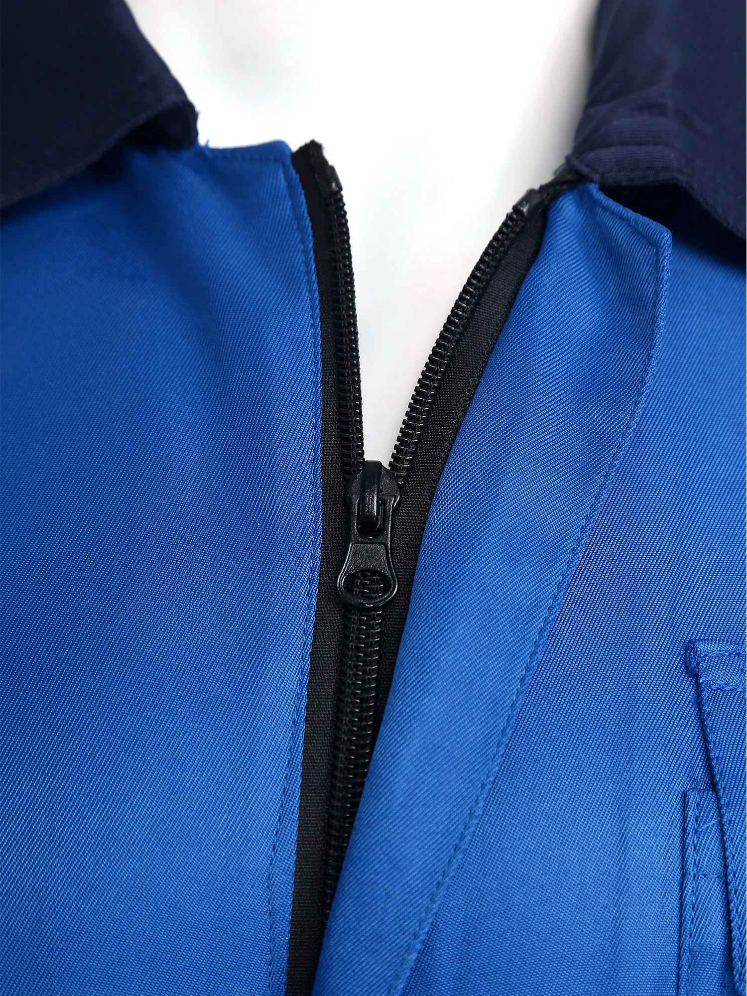 Mens Work Overalls Jumpsuit Long Sleeve Front Zipper Multi-pocket Reflective Color Blocking Full-body Bodysuit Workwear Coverall