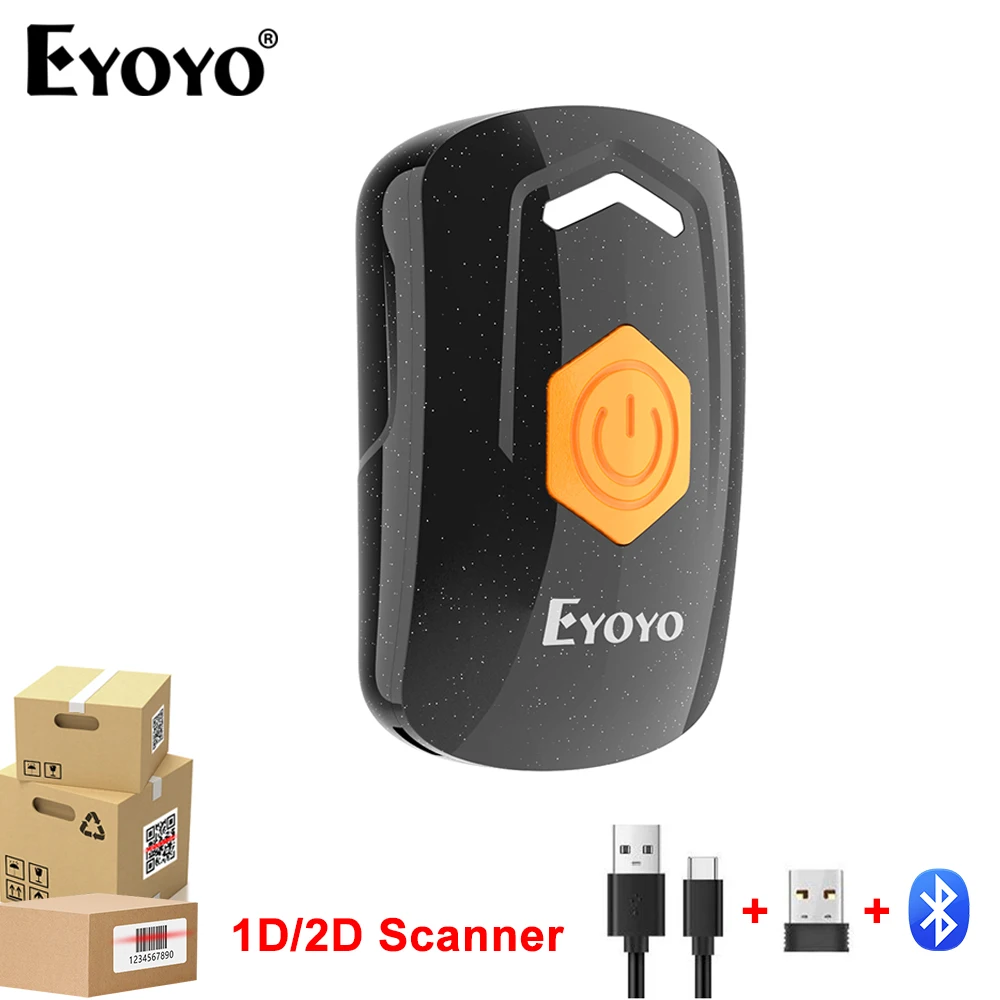 

Eyoyo Mini 2D QR Code Bluetooth Barcode Scanner Store 1D Portable 2.4G Dongle Wireless Bar Code Reader With USB Cable Connection