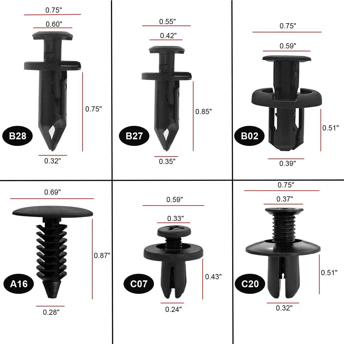 190Bumper Retainer Clips Plastic Push Fasteners Rivet Clips Fender Door Trim Panel Universal Car Push Retainer Rivets Assortment