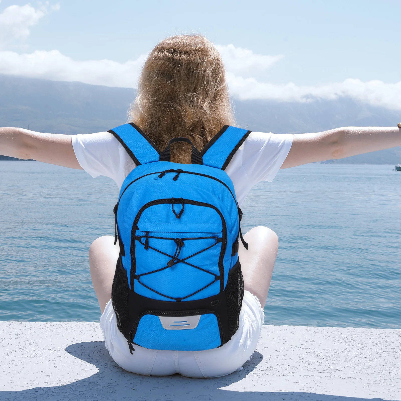 Mochila versátil de tecido oxford para basquete, futebol, beisebol com compartimento para sapatos, sistema de transporte confortável, design unissex