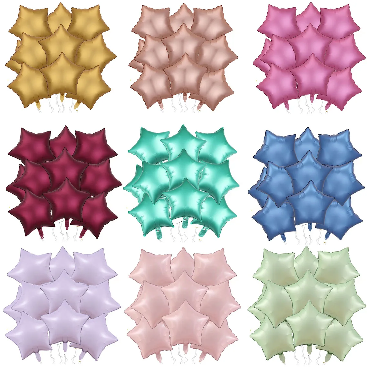 10Pcs Star Foil Balloons 18inch Matte Gold Cream Star Shape Foil Mylar Balloons Birthday Wedding Graduation Xmas Helium Globos