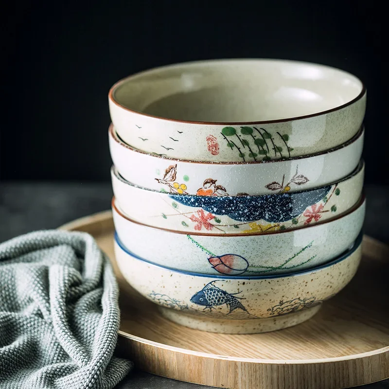 Japanese Style Tableware Set Rib Retro Domestic Ceramic Restaurant Table Decoration Sour Beef Boiled Fish with Pickled Cabbage