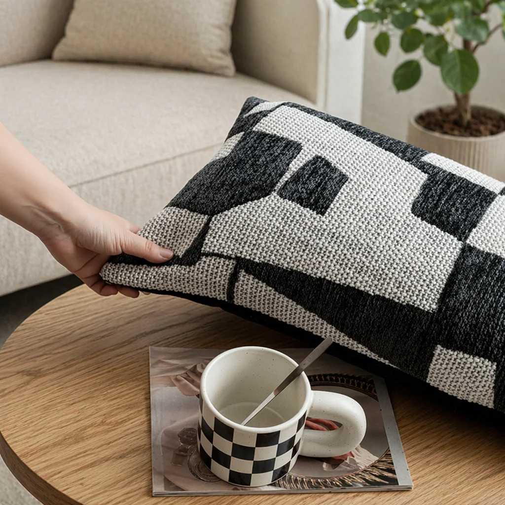 Modern Geometric Velvet Semicircle Pillowcase Soft Decorative Cushion Cover for Sofa Chair Bed 45x45cm/30x50cm
