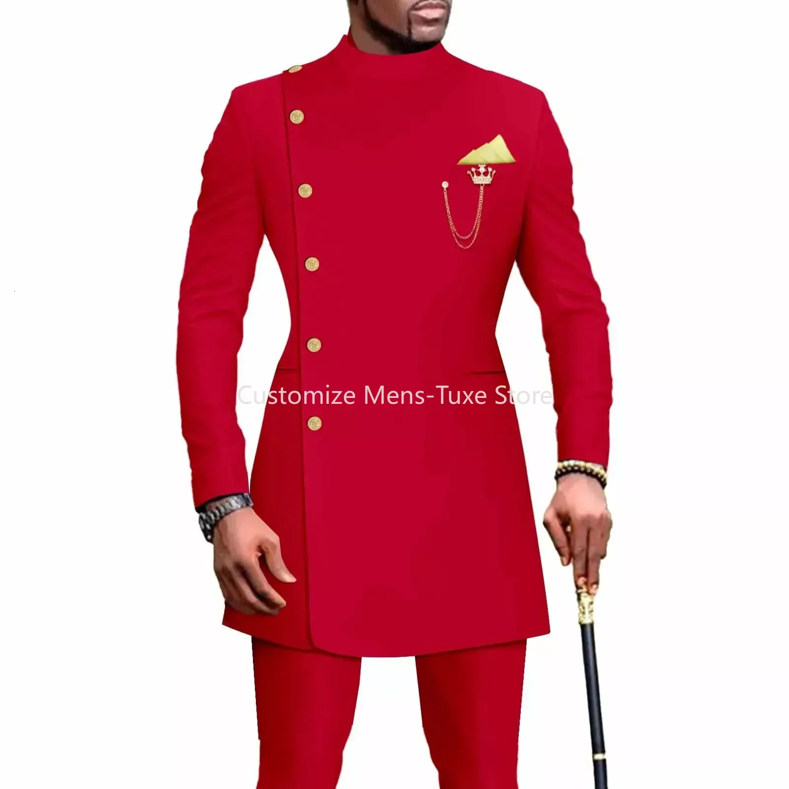 Ternos masculinos blazers roupas africanas para homens terno 2 peças jaqueta calças tradicional casamento fino ajuste cor sólida festival festa