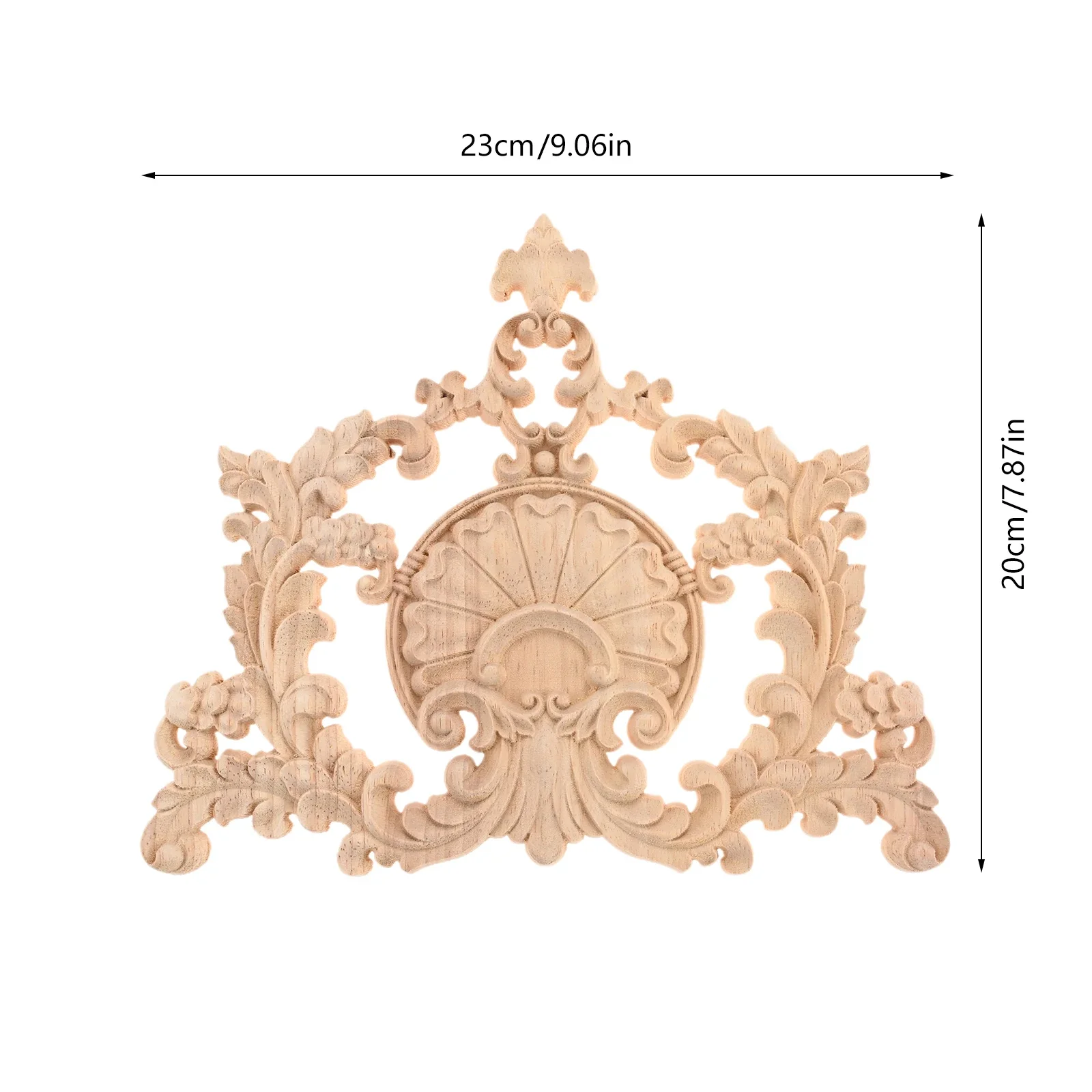 1pc Wood Applique Hollowed-out Crown Flower Branch Pattern Unpainted Wooden Onlays Decor Furniture Door Cabinet Wardrobe Chest