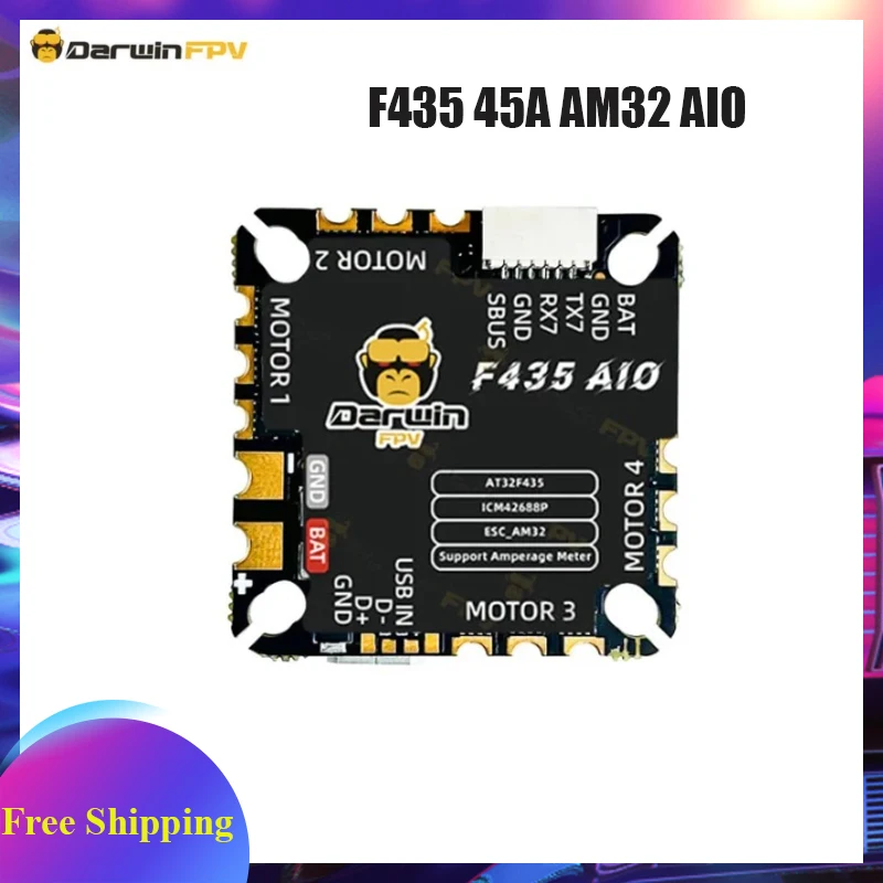 

DarwinFPV F435 45A AM32 AIO High-Performance Flight Master ICM42688P Fit 5inch FPV Freestyle Drone