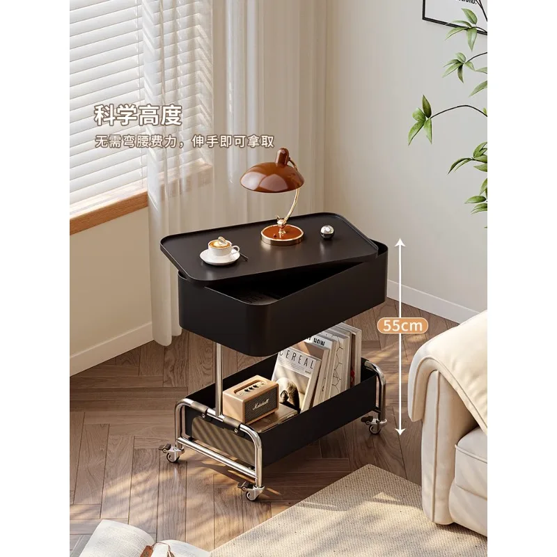 Creative Side Table Movable Coffee Table Modern Simple Sofa Side Cabinet Living Room Cart Shelf Small Table with Wheels