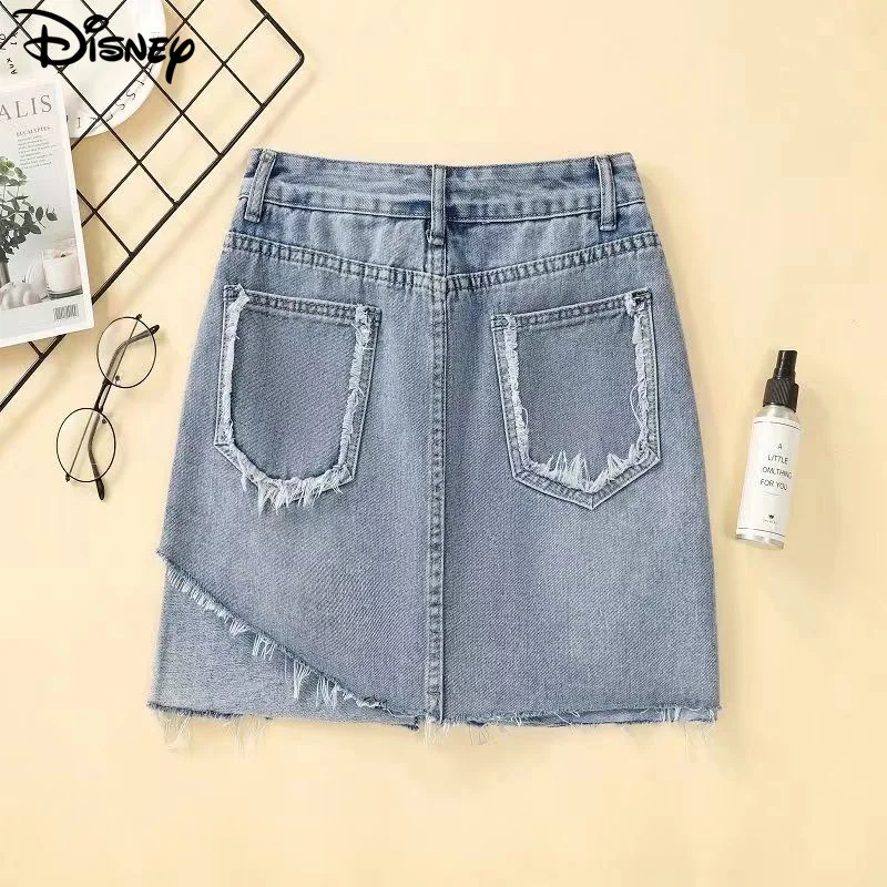 Disney New Arrival Top Fashion Cotton Women Embroidery Beading Mickey Mouse Female Summer Big Irregular Flash Shorts Skirts