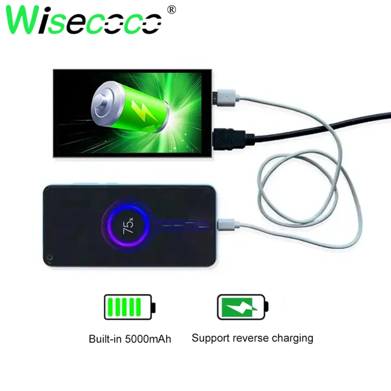 Wisecoco 6 Inch Tragbare Monitor 2560x1440 IPS 2K LCD Monitor Typ-C Gebaut In Batterie Power bank Raspberry Pi PC Laptop Monitor