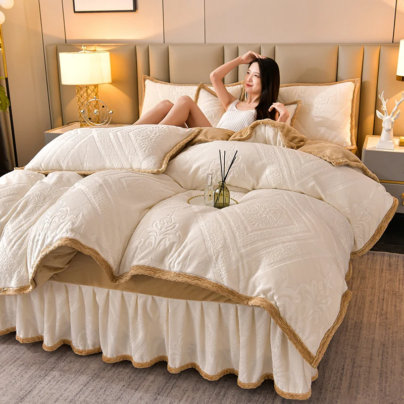 

High Quality Bed Sheet Pattern Plaid Bedding Set Duvet Cover Set Luxury Bedsheets Bedding Sets