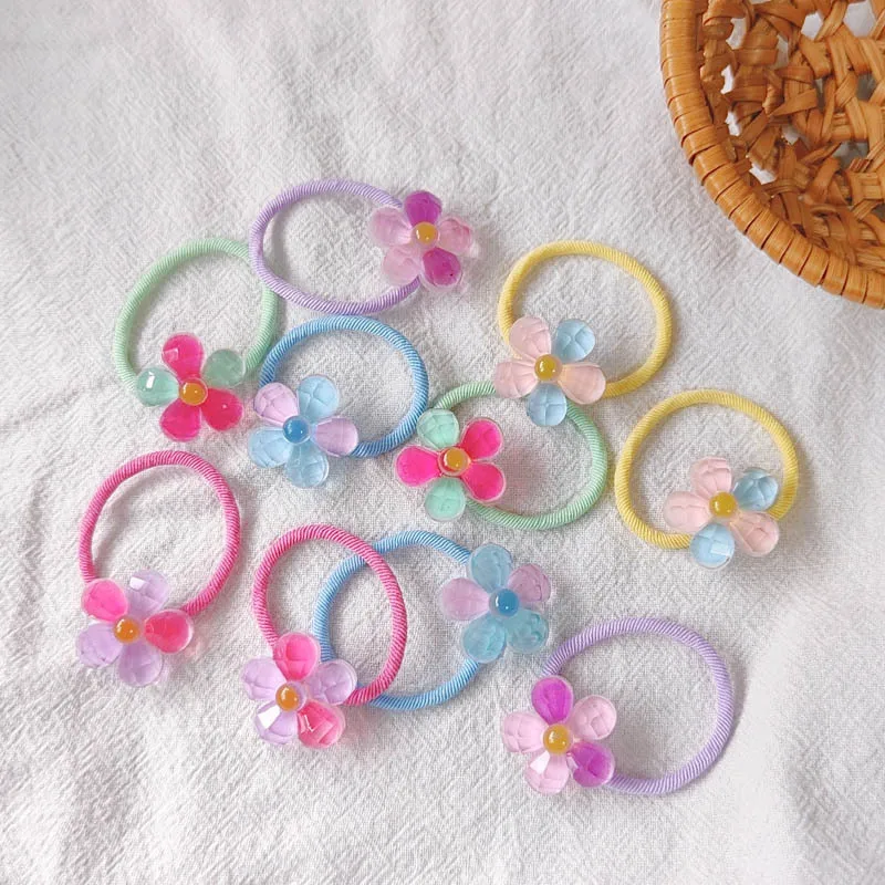 

2PCS New Cute Color Matching Flower Kids Elastic Hair Bands Children Ties Girls Accessories Baby Headdress Headwear