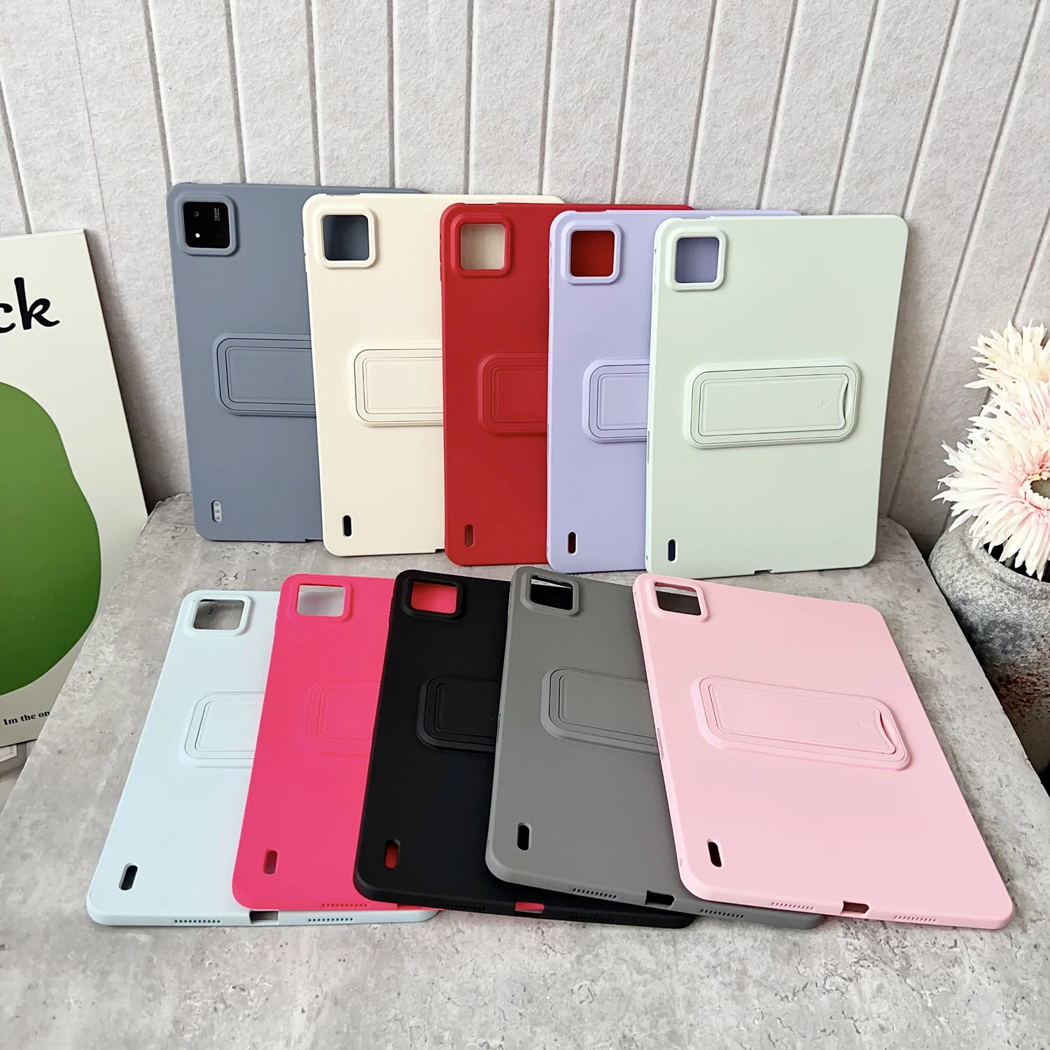 

For Xiaomi MI Pad Case 7 6 5 Pro 6S Redmi Pad SE 11 8.7 12.4 Case Matte Stand Soft Silicone Folding Kickstand Tablet Cover
