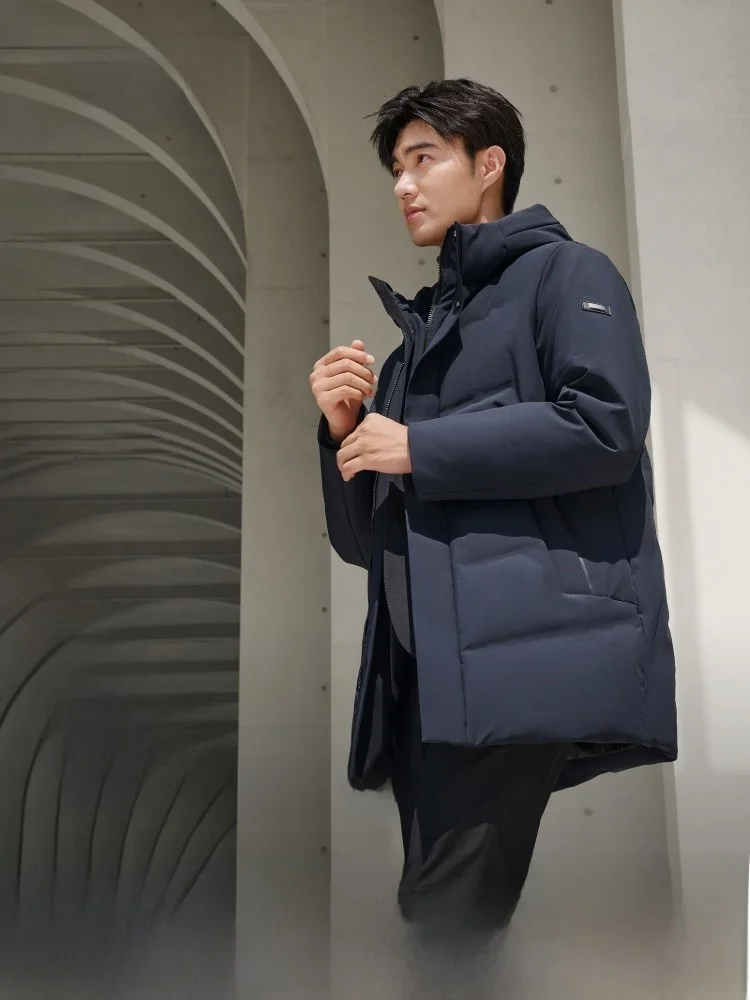 

Bosideng 90 Goose down Men's Jaet Winter Busin Sle Mid-Length Anti-Drifting Polyester Fiber Casual Outerwear