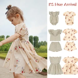 New Summer KS Girls Beetle Print Dress Kids Girl Floral T-shirt Shorts Suit Tops Baby Soft Cute Rompers Children Clothes Suit