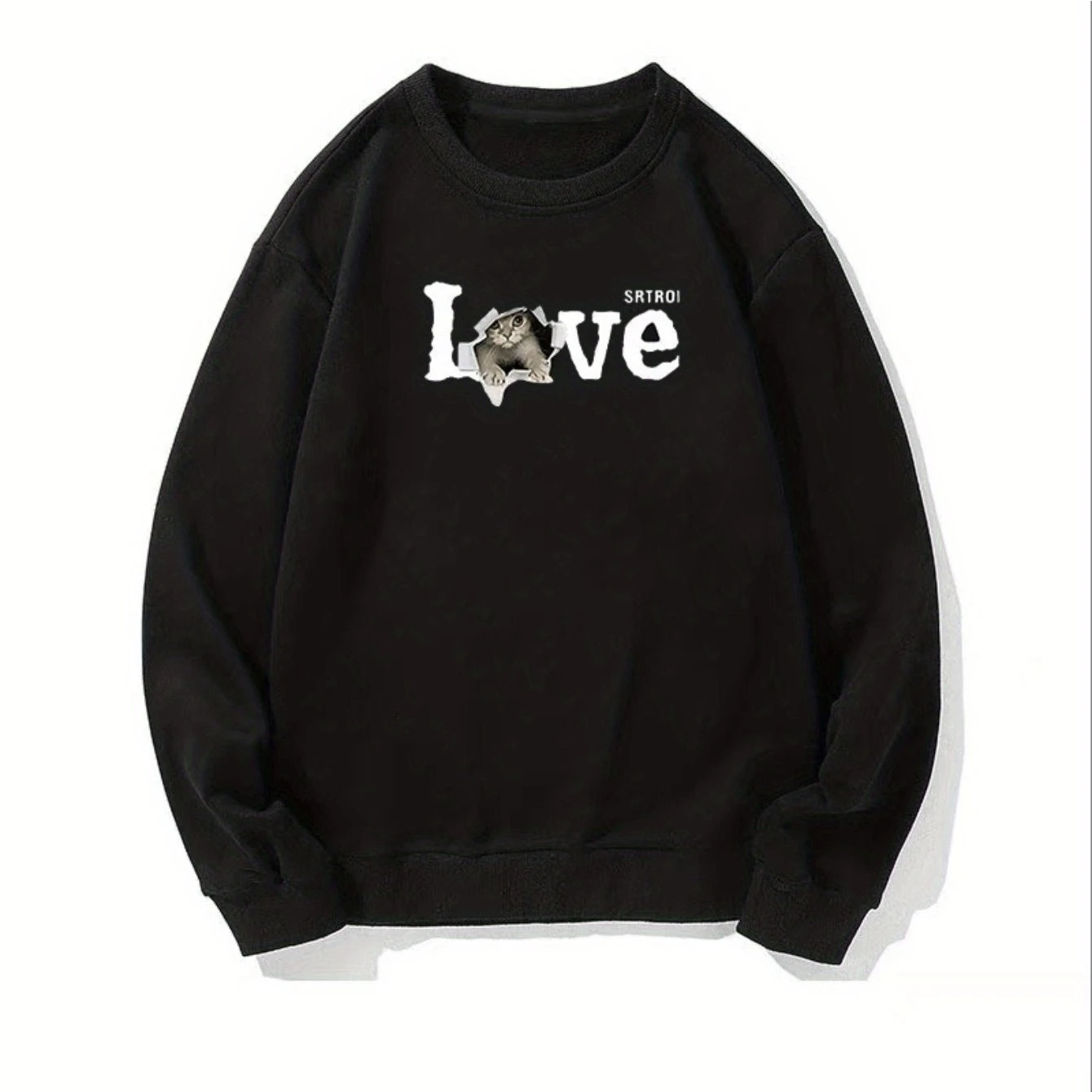 

Fun Cat Pattern Print Autumn and Winter Men's and Women's Long Sleeved Sportswear Casual Loose Outdoor Street Sports Training