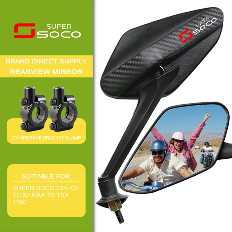 Espelho retrovisor lateral de fibra de carbono para motocicleta, 2 unidades/par, rotativo, 8mm, para super soco cpx cu tc 50 max ts tsx 1500 2006-2025