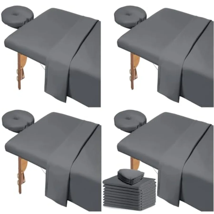 4er-Set Massagetisch-Laken-Sets 12-teilig Wiederverwendbare Weiche Mikrofaser-Massageliegen-Laken-Sets Großpackung Inklusive Massagetisch-Bezug
