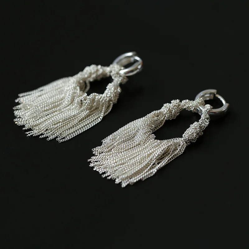 Brass Chunky Tassel Drop Earrings Women Jewelry Punk Party T Show Gown Runway Korean Japan INS