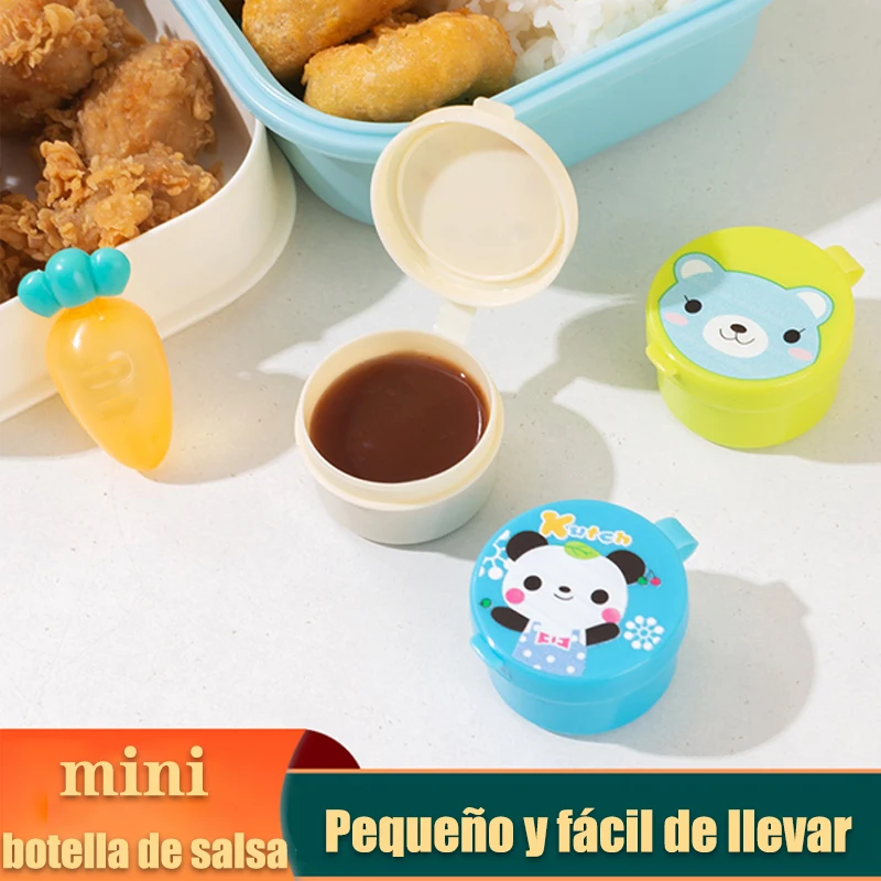 16pcs Cartoon Sauce Bottle Mini Bento Box Animal Friend Soy Sauce Box Tomato  Salad Sauce Container Bento Box Accessories