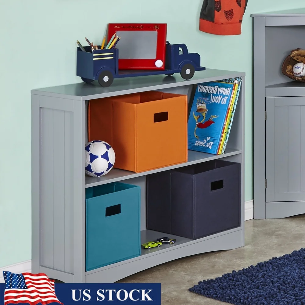 

Kids Horizontal Toy Organizer Bookshelf with Open Storage Shelves Playroom Bedroom Durable MDF Construction Easy Clean Design