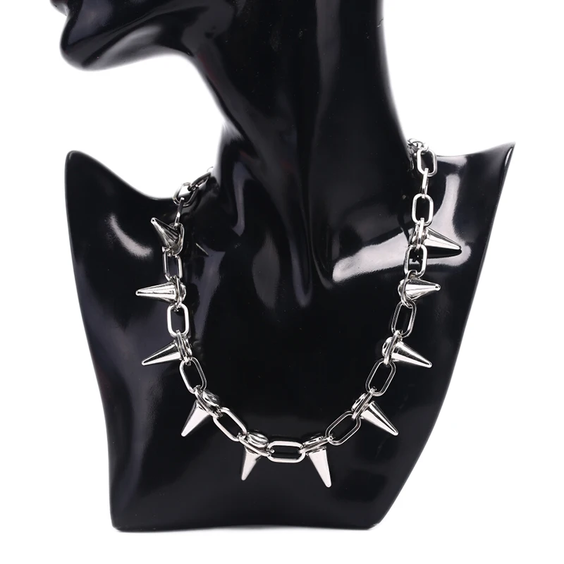 New Spike Rivet Punk Collar Necklace Goth Rock Biker Link Chain Choker Jewelry