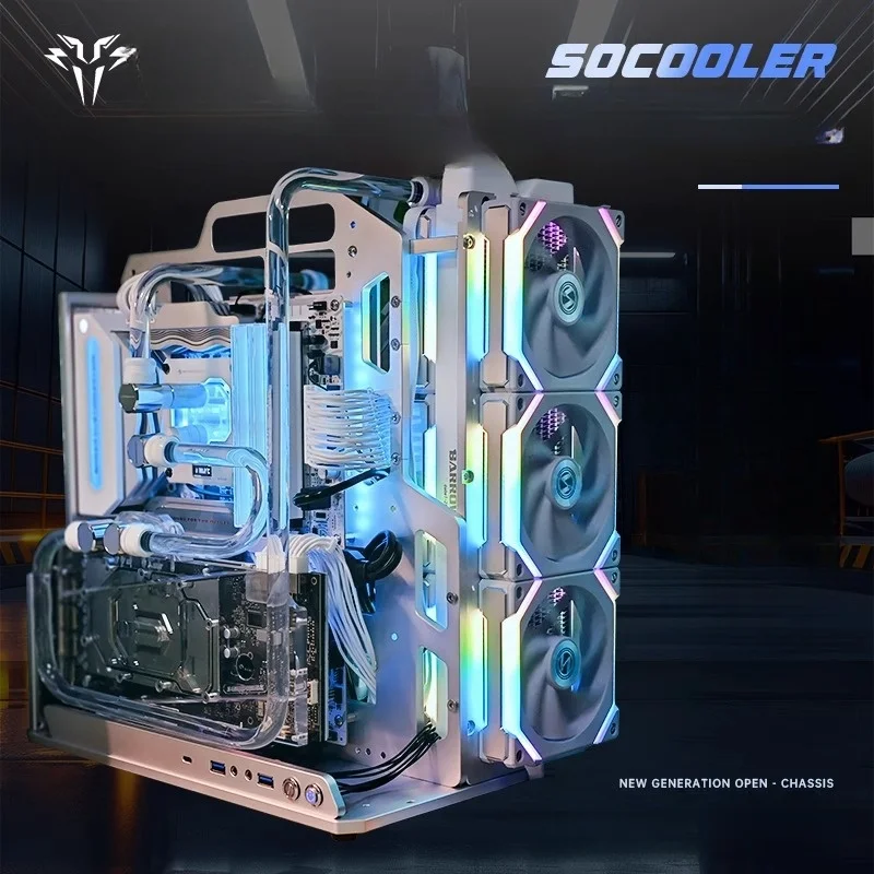 Socooler Computer Cases Atx Mid Pc Case Open Frame Diy Gaming Computer Case for ATX M-ATX ITX  PC gamer cabinet gaming pc case