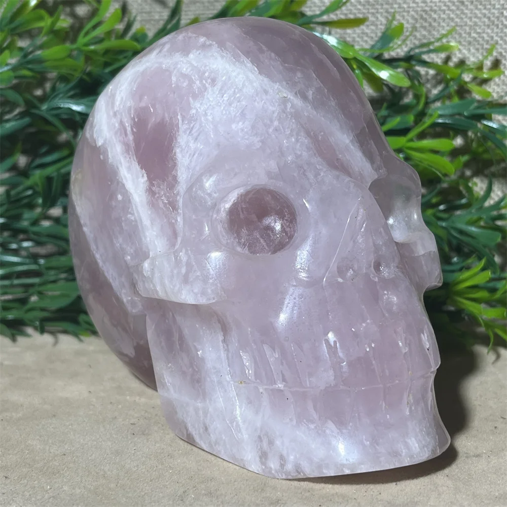 Natural Crystal Rose Quartz Skull Carving Beauty Reiki High Quartz Quality Beauty Healing Minerals Spiritual Home Decoration