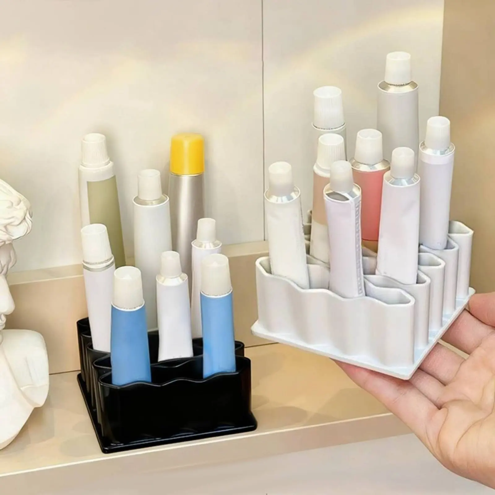 Ointment Storage Rack Versatile Use Healthcare Tube Organizer Ointment Tube Holder Easy to Clean Wave Design Organizer Stable