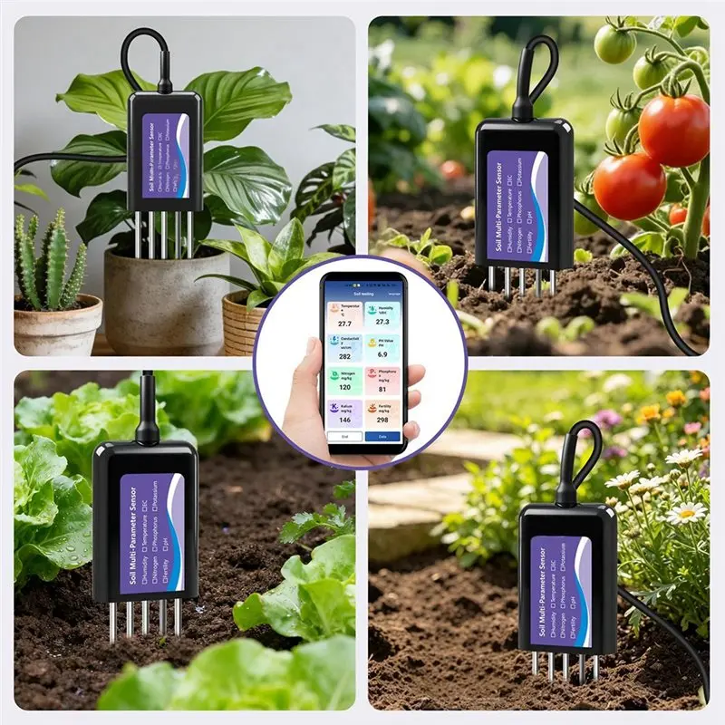 LLCS-Garden Farm Soil Monitor 8-In-1 USB Sensor Tester For Android Phones Measures PH EC Humidity Temp Fertility Detector Detect