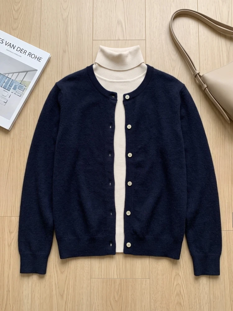 Autumn Winter Fashion O-Neck Versatile Slimming Basis Sweater 2026 Vintage Long Sleeve Y2k Tops Korean Knitted Women's Cardigan