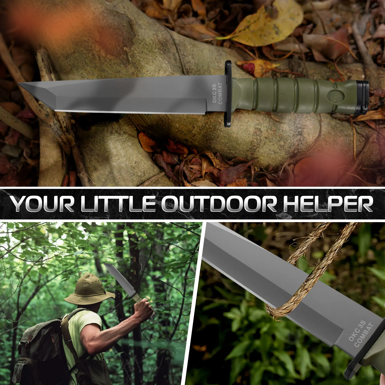 1pc Handy Military Tactical Knife, Self-Defense, For Outdoor, Fishing, Adventure, Boarding, Survival Knife