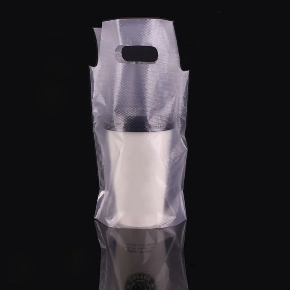 200 Pcs Container Shopping Clear Tote Bag Juice Bags Coffee Mug Beverage Packaging