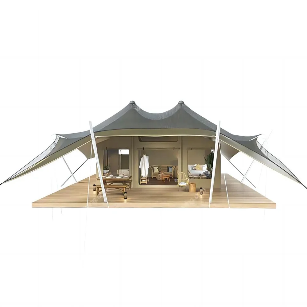 Tienda de campaña impermeable para exteriores, lona de lujo, Glamping