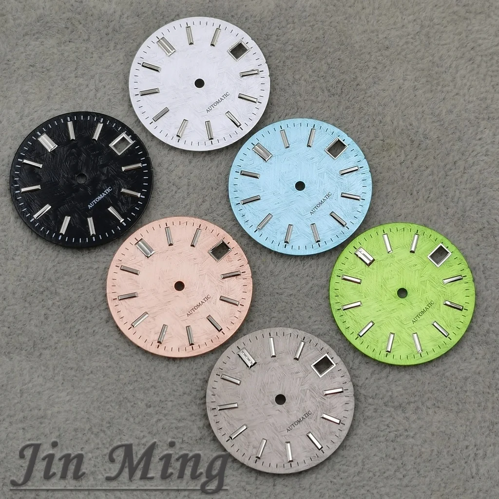 28.5mm High Quality Birch Tree Texture Sterile Watch Dial C3 Green Luminous NH35 NH36 4R35 4R36 7S Compatible Watch Replacement