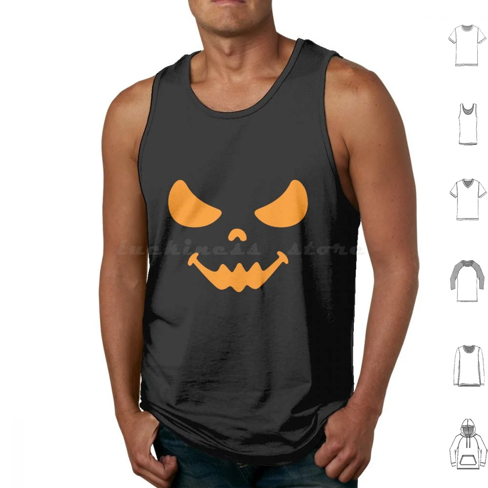 Halloween Evil Pumpkin Head Jack O Lantern Halloween Pumpkin Face Costume Tank Tops Print Cotton Halloween Jack O