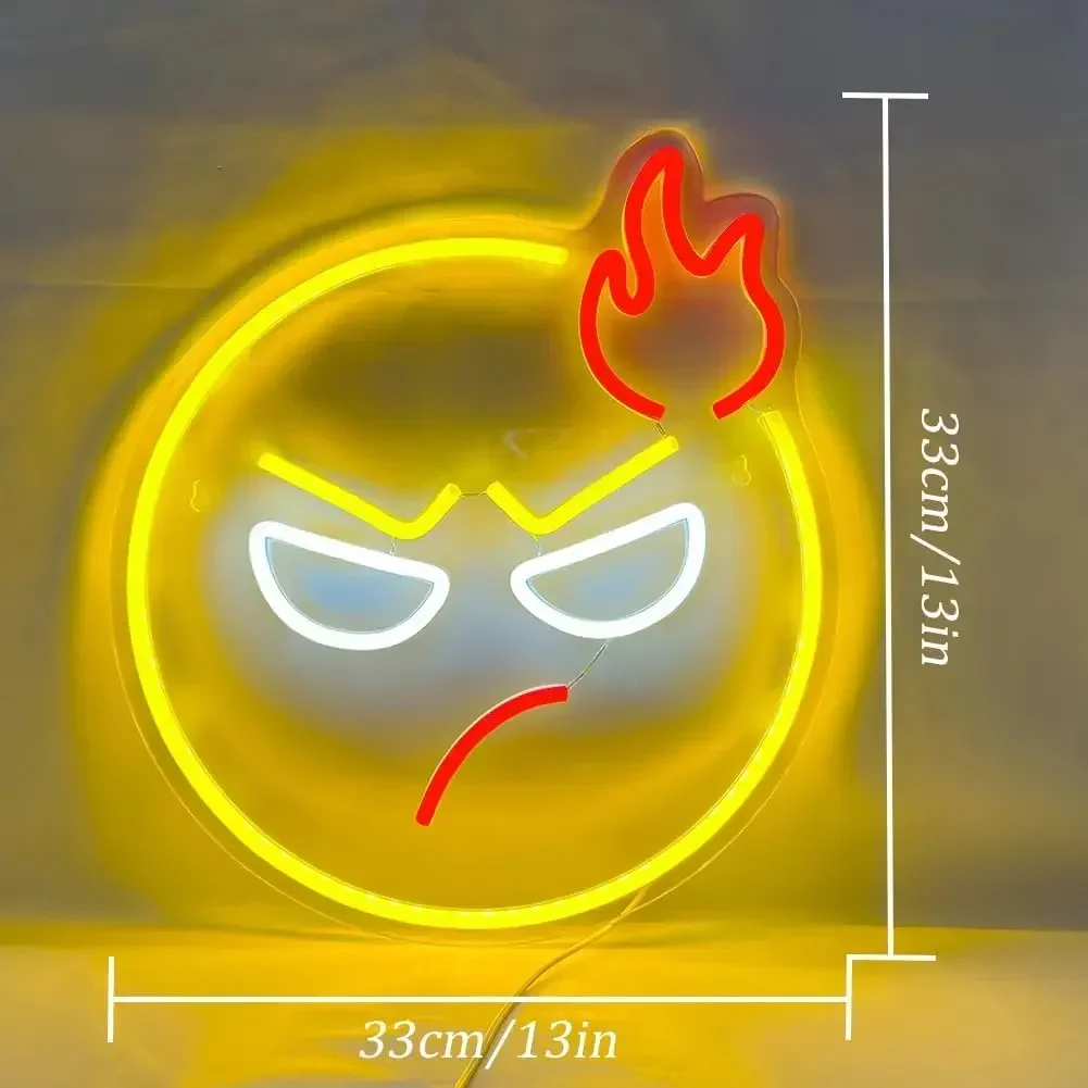 Angry Expression LED Neon Sign USB Dimmable Neon Light Sign for Gameroom Bedroom Bar Livingroom Birthday Party Gift Wall Decor
