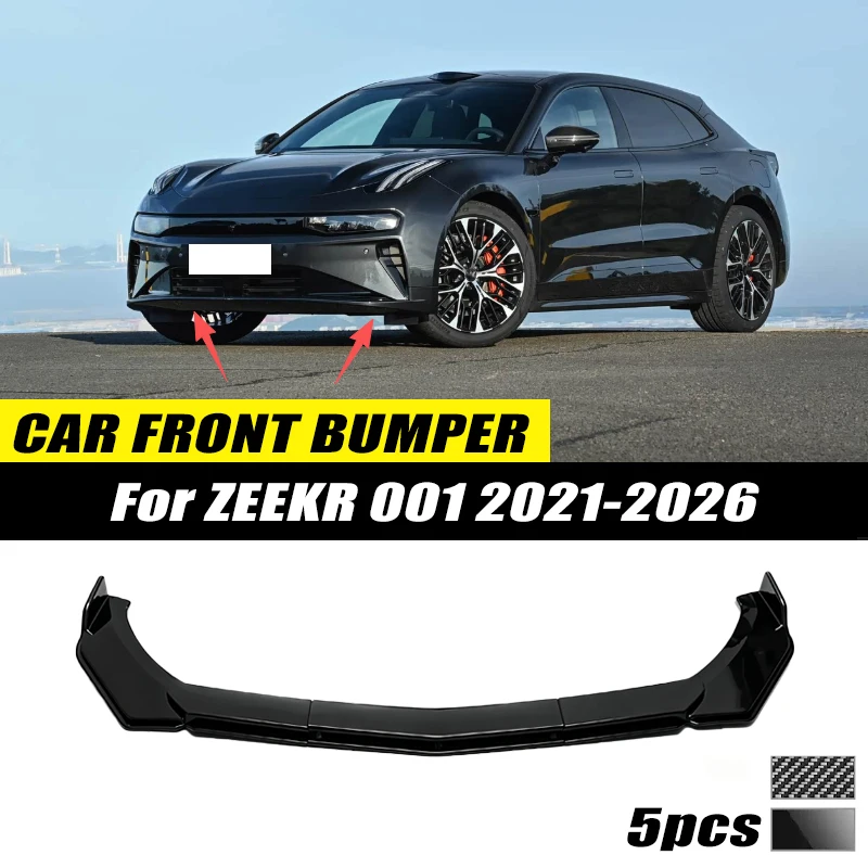 For ZEEKR 001 2021-2026 Front Bumper Lip Front Guard Spoiler High-quality ABS Material Body Kit Front Lip Accessories