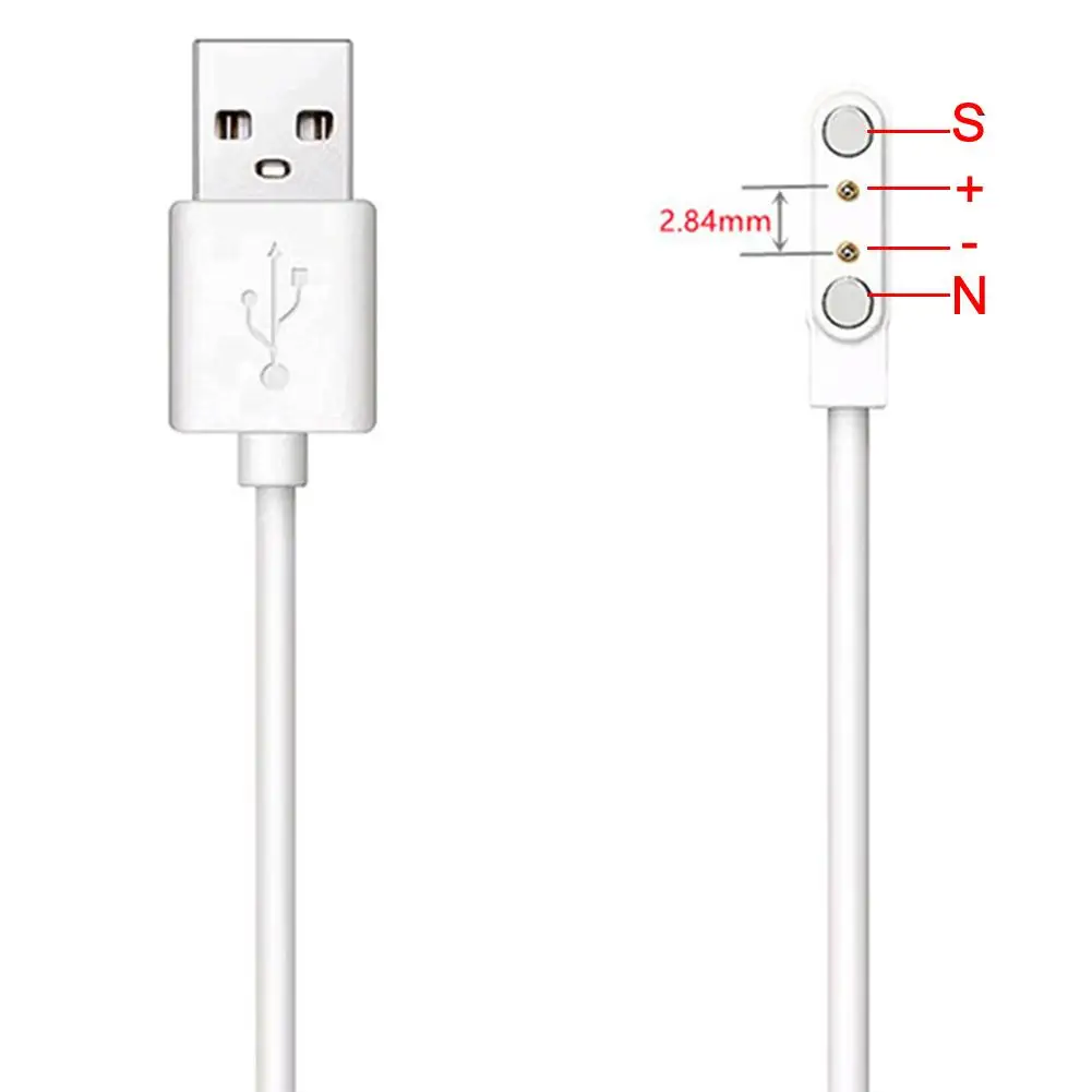 Ładowanie magnetyczne kabel do ładowania inteligentnego zegarka do 2 pinów 2.84/4/7.62mm odległości czarne nowatorskie kable ładowarka USB