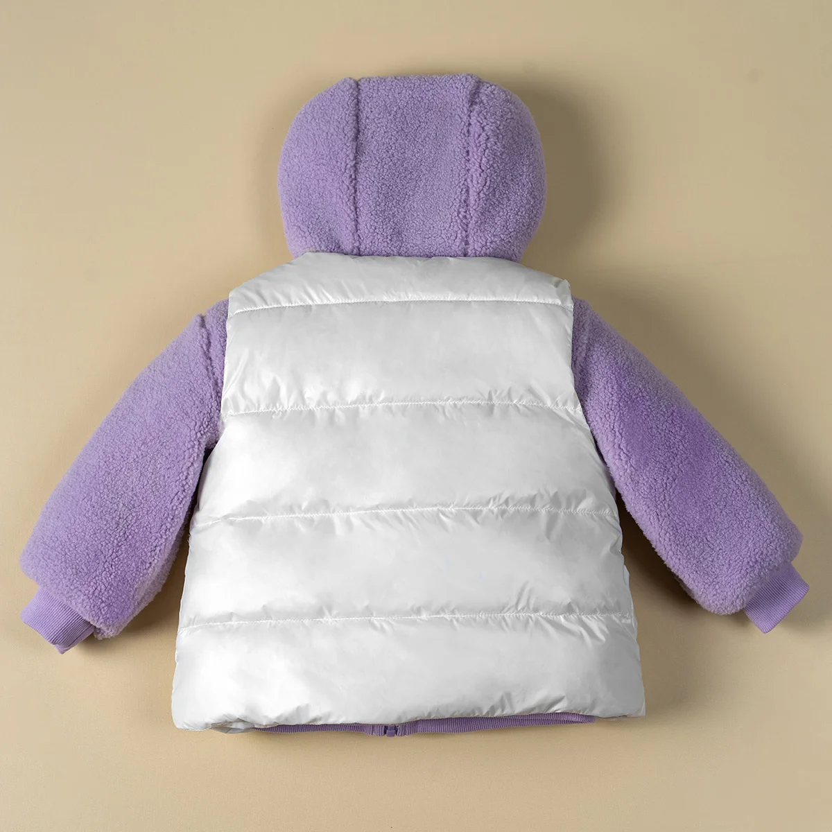 Baby Girls 2PCS Set Fashion Light Purple Hoodies + White Vest Winter Kids Thick Warm Wear Flower Children Clothing 140cm