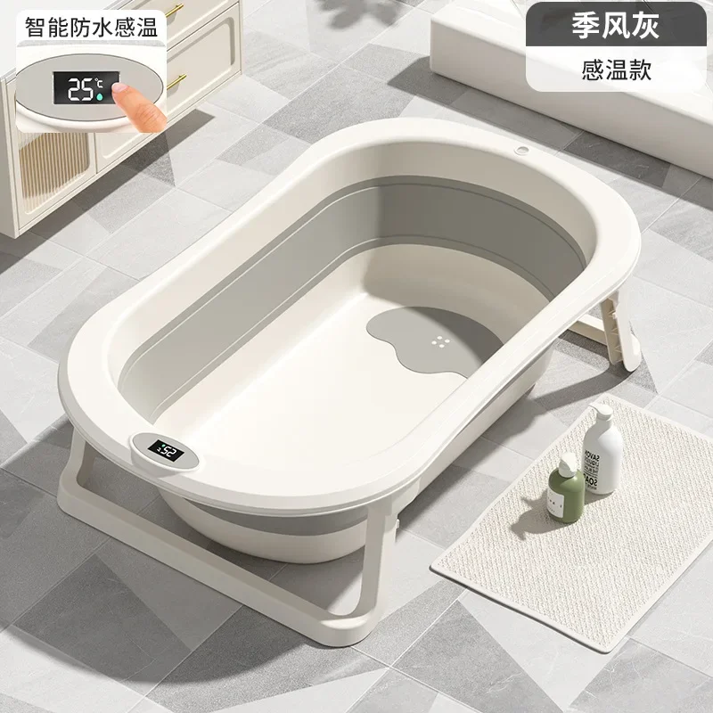 

Foldable Baby Bathtub Large Portable Infant Bath Tub for Newborns Toddlers, Sitting Reclining Home Use Kids Bathing Supplies