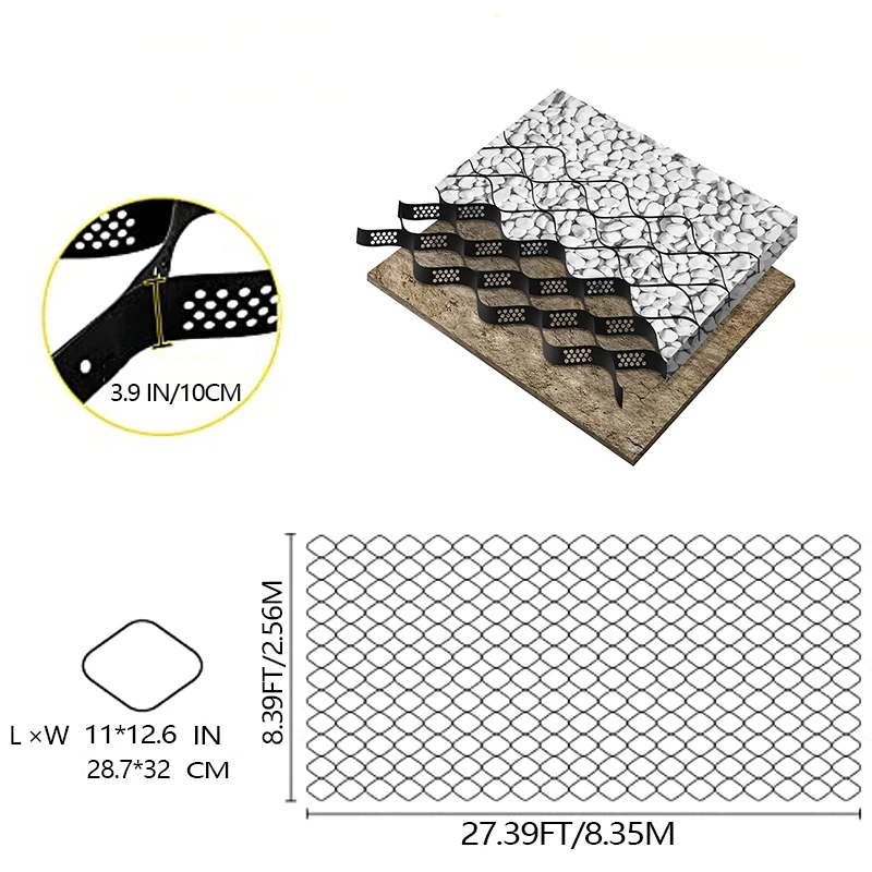 Price of small samples --Hdpe Gravel Stabilizer Geocell Manufacturer Price Geocells Ground Grid for Farmland Walkway Driveway view 4