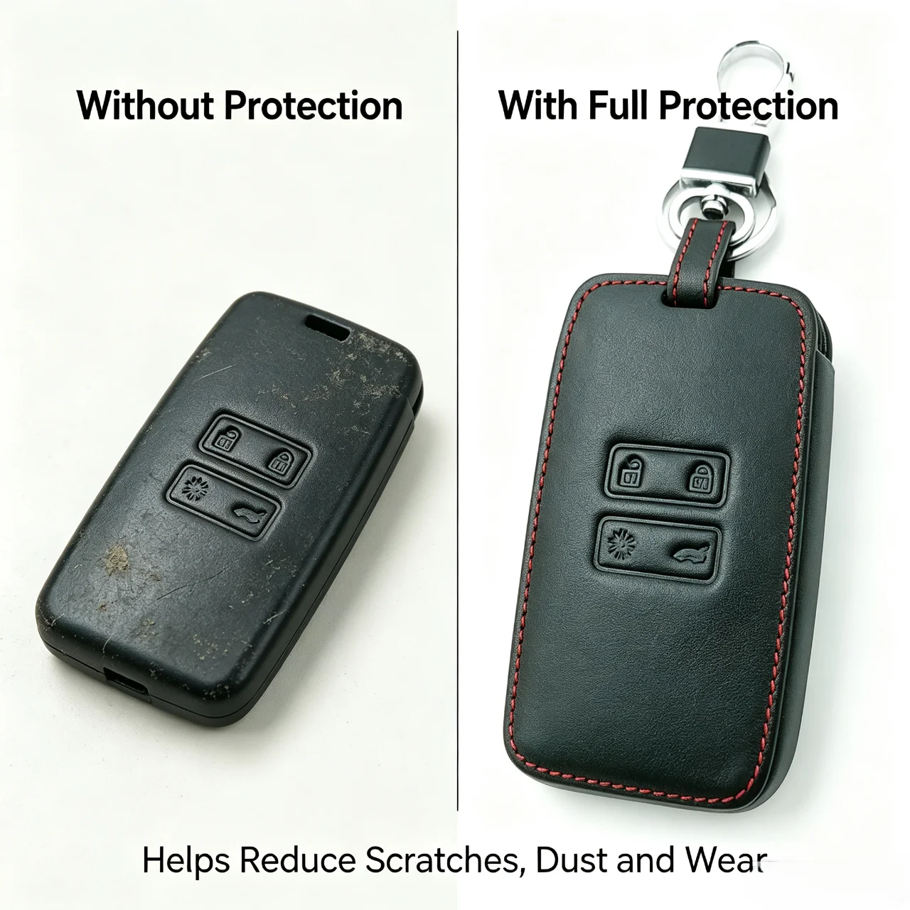 Intelligent remote control car key leather protective cover suitable for Renault Koleos, Kadjar, Megane, and Talisman models 5