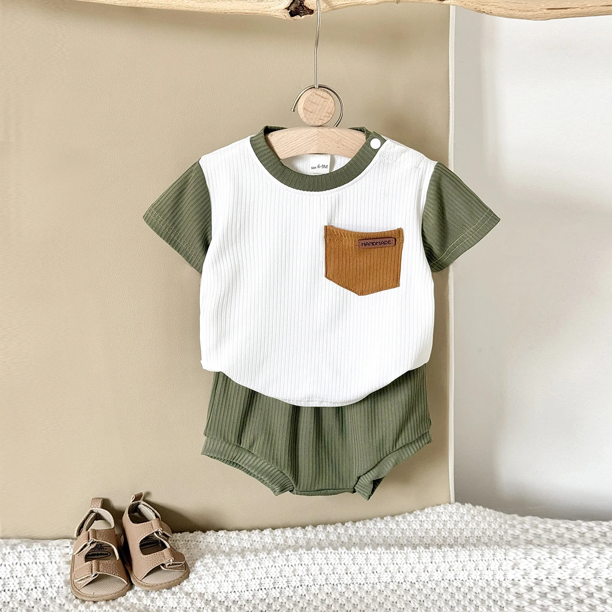 2025 2Pcs/set Summer New Baby Boys Clothing Casual Newborn Set Cute Chest Pocket Short sleeved Shirt+Shorts Fashionable Baby Set