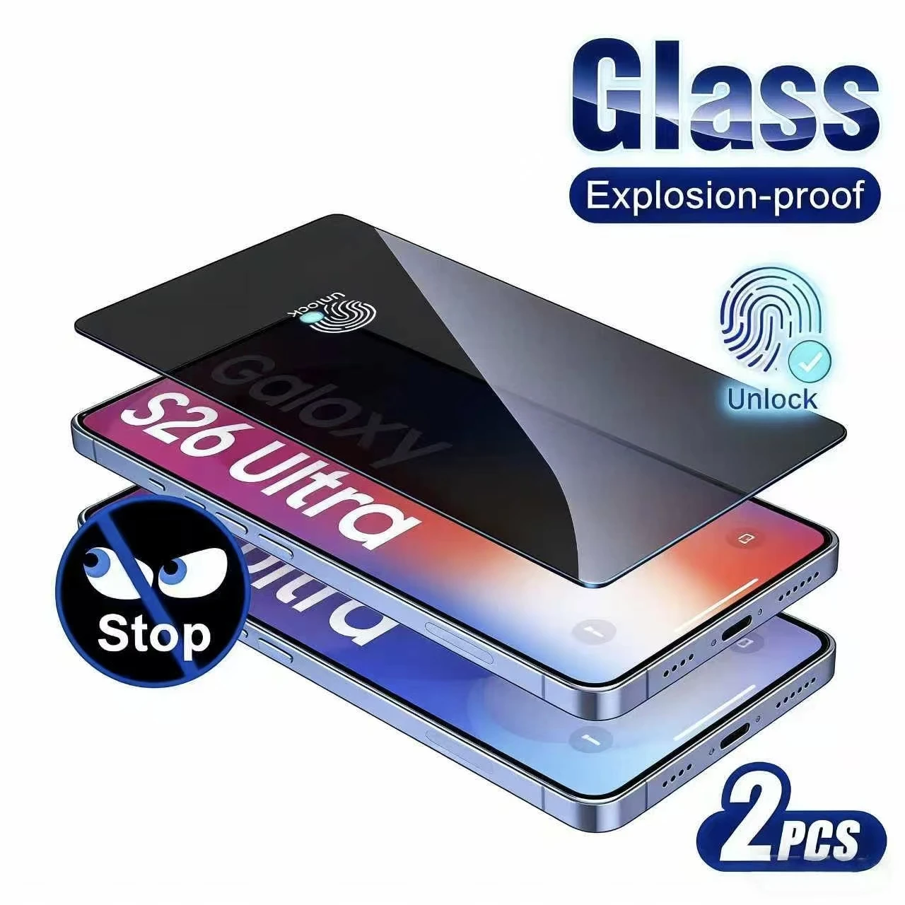 2PCS Oleophobic Coating HD & Anti-Spy Tempered Glass For Samsung S26 Ultra S26, Anti-Fingerprint Full Cover Screen Protector